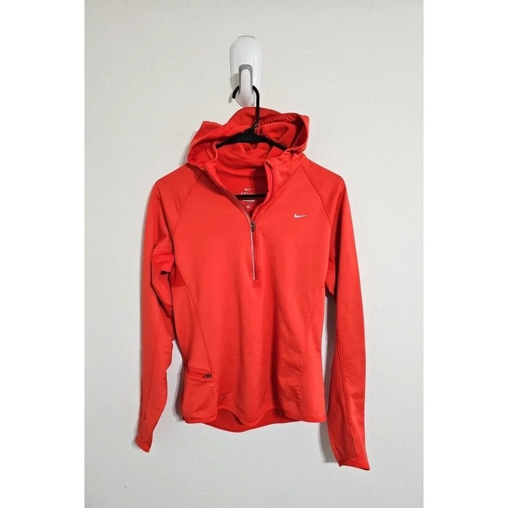 Nike Dri-Fit 424841-835 Crimson Wool Running Snap Hoodie  Women's M‎